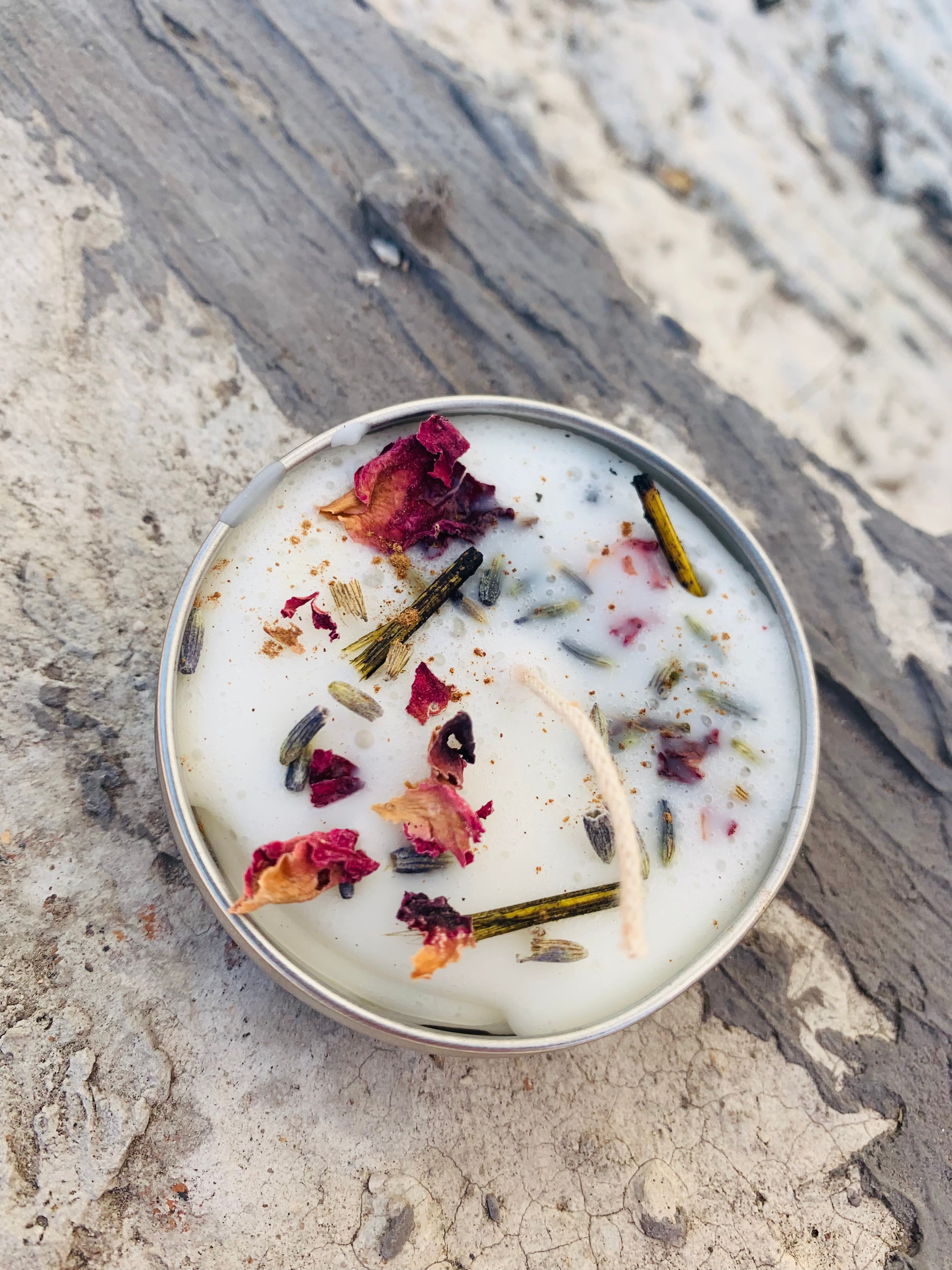 Herbal Rose, Lavender And Mint Soy Wax tin candle