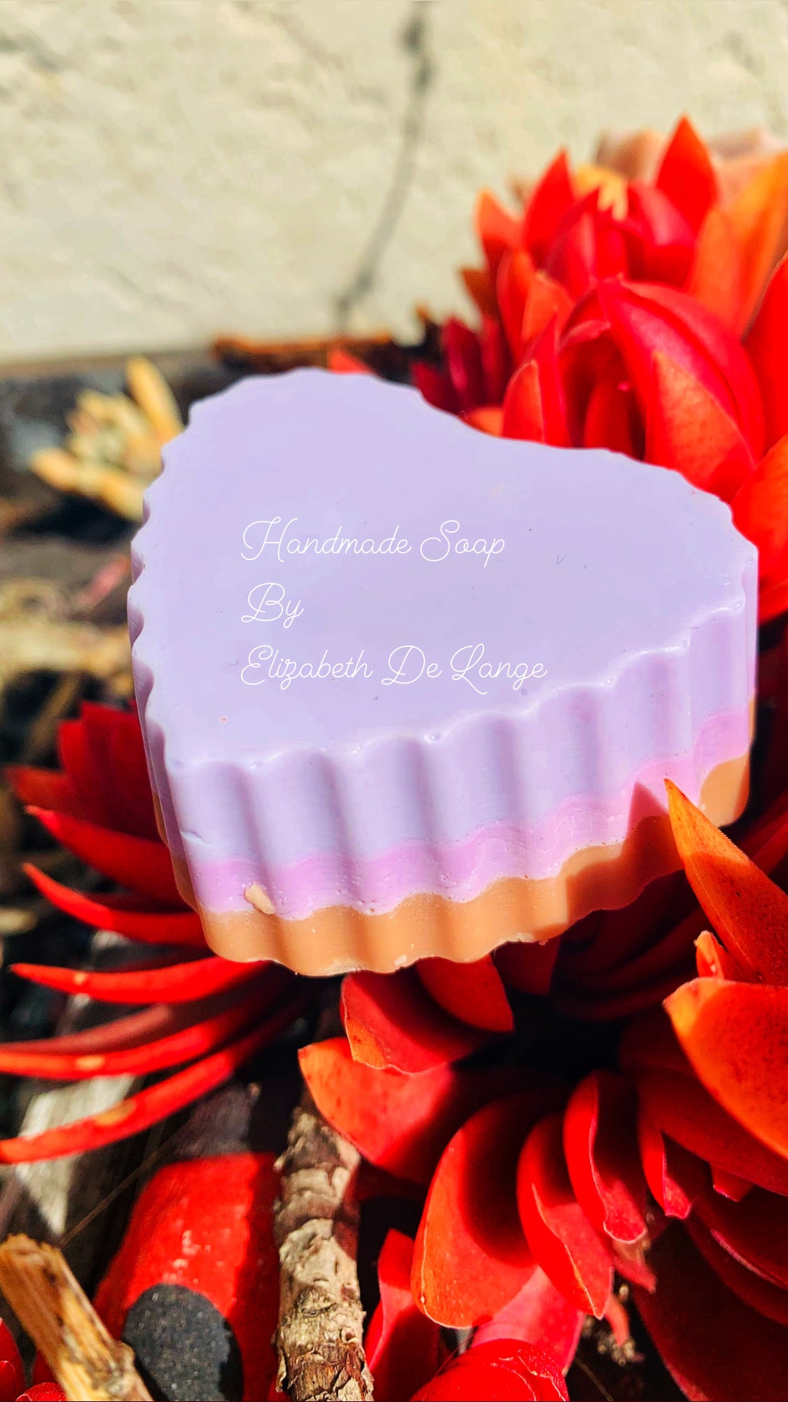 Peony, Vanilla, Rose And Lavender heart shaped All Natural Soap