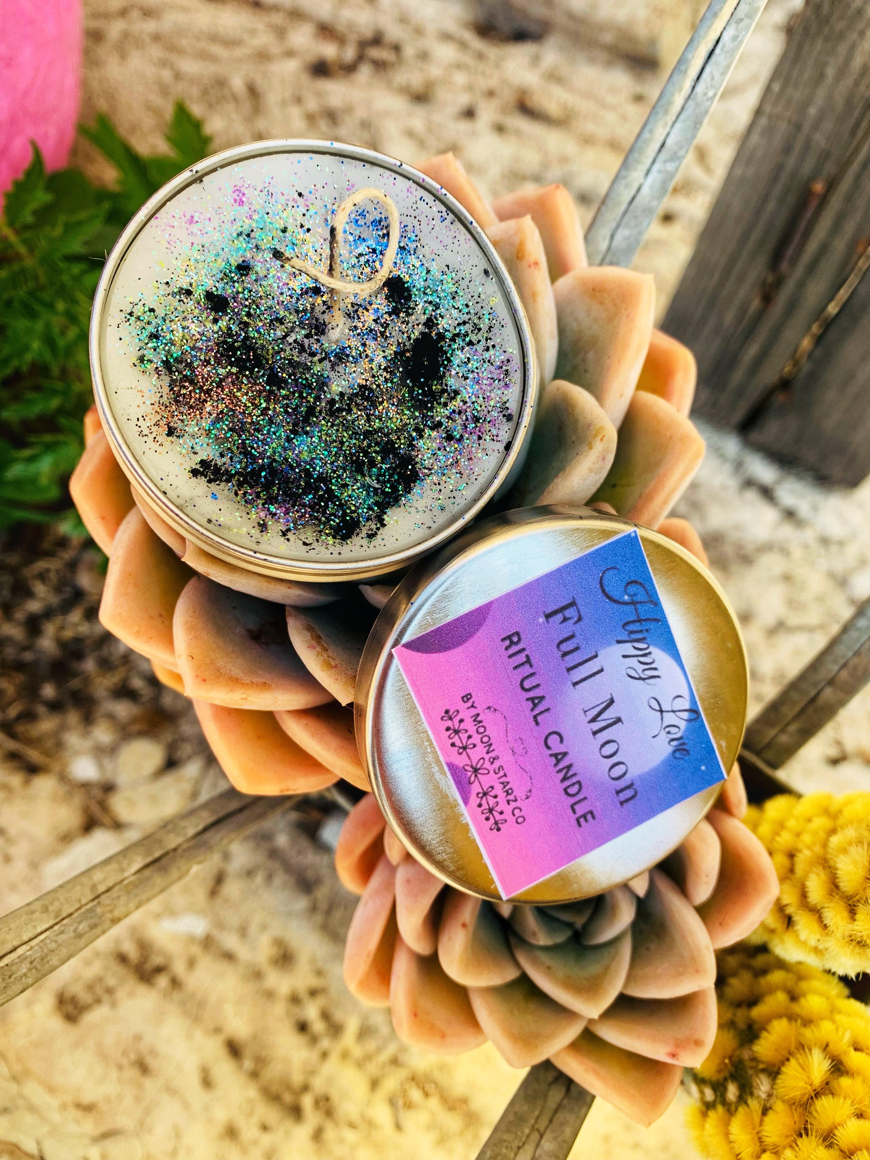 Full Moon Ritual Candle with Essential Oils and Activated Charcoal