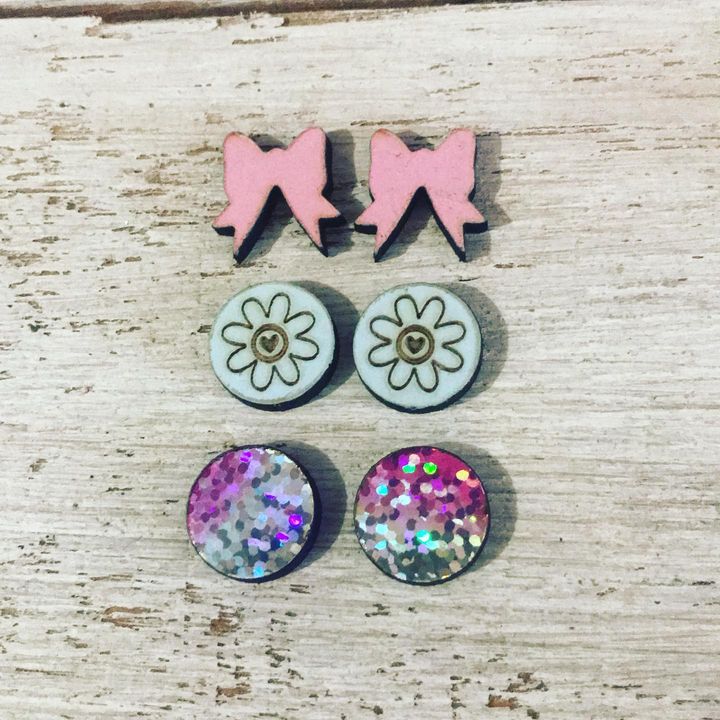 3x pairs of different Stainless steel stud earring pairs