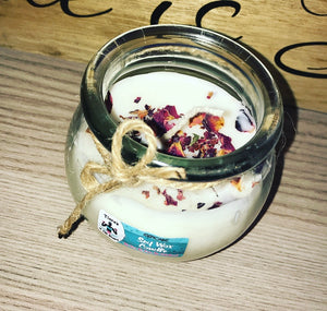 Rose Petal Soy Wax Desert Rose Scented Candle in Glass Jar