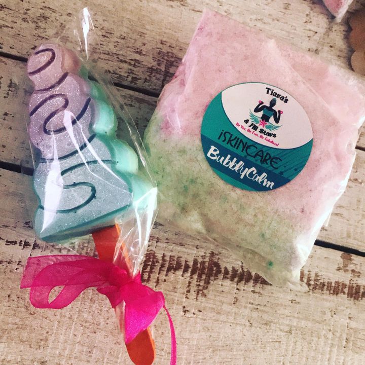 Popsicle themed handmade clay soap and a bubbly calm sachet