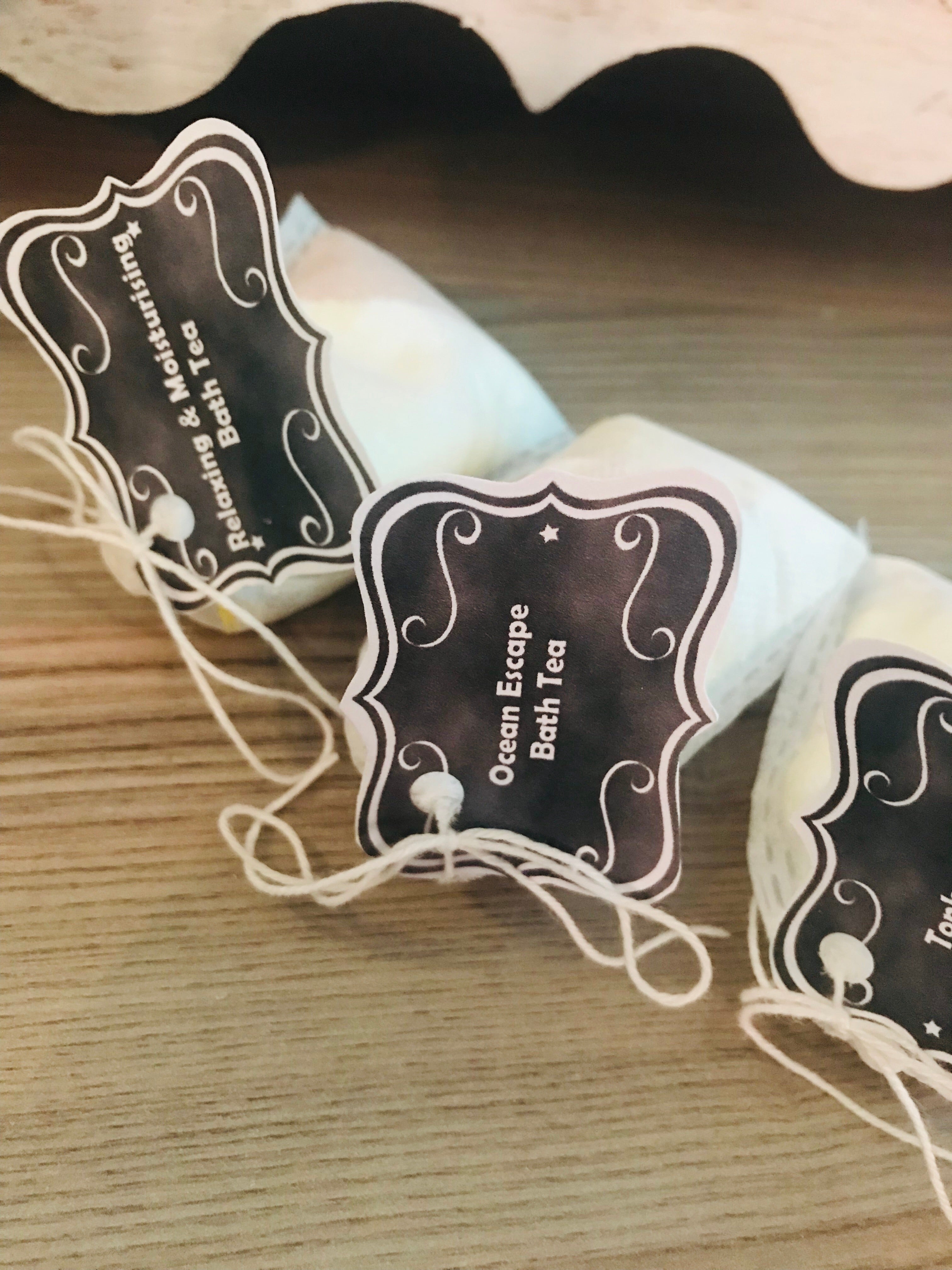 Assorted bath tea sachets.