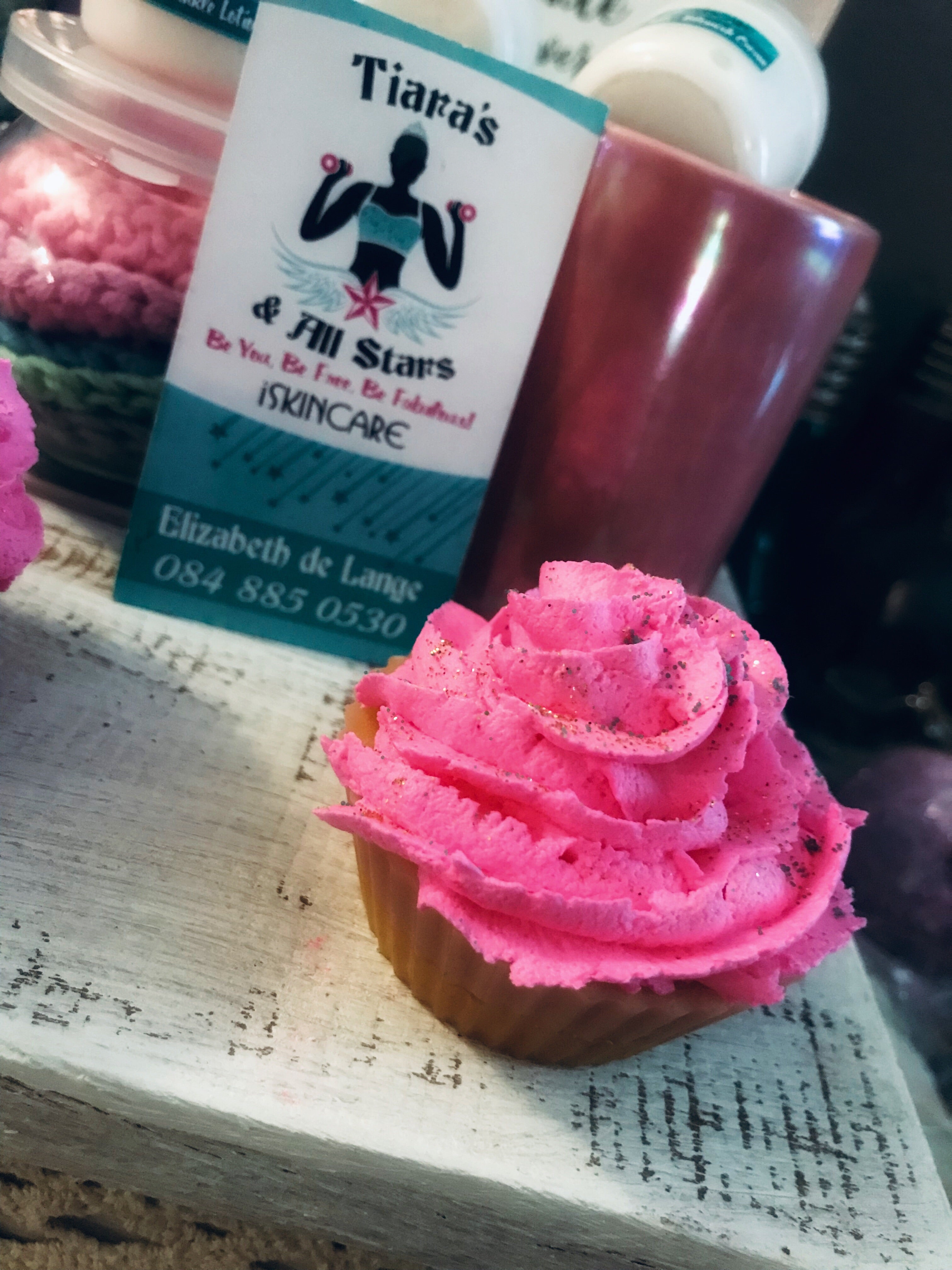Soap cupcake with soap frosting in a cupcake box