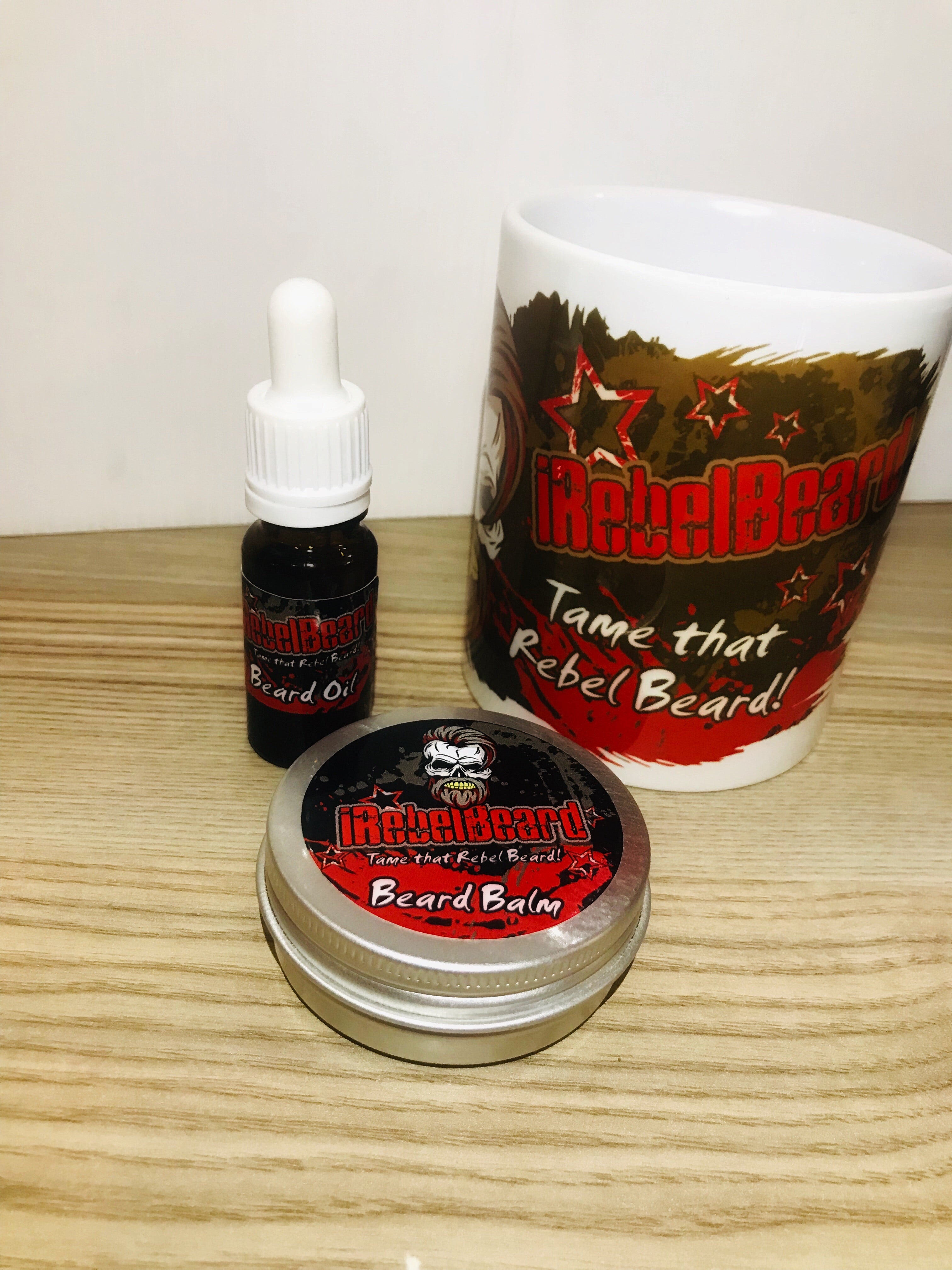 50g balm, 10ml oil and iRebelBeard Mug gift box set