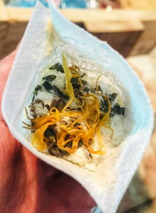 Assorted bath tea sachets.