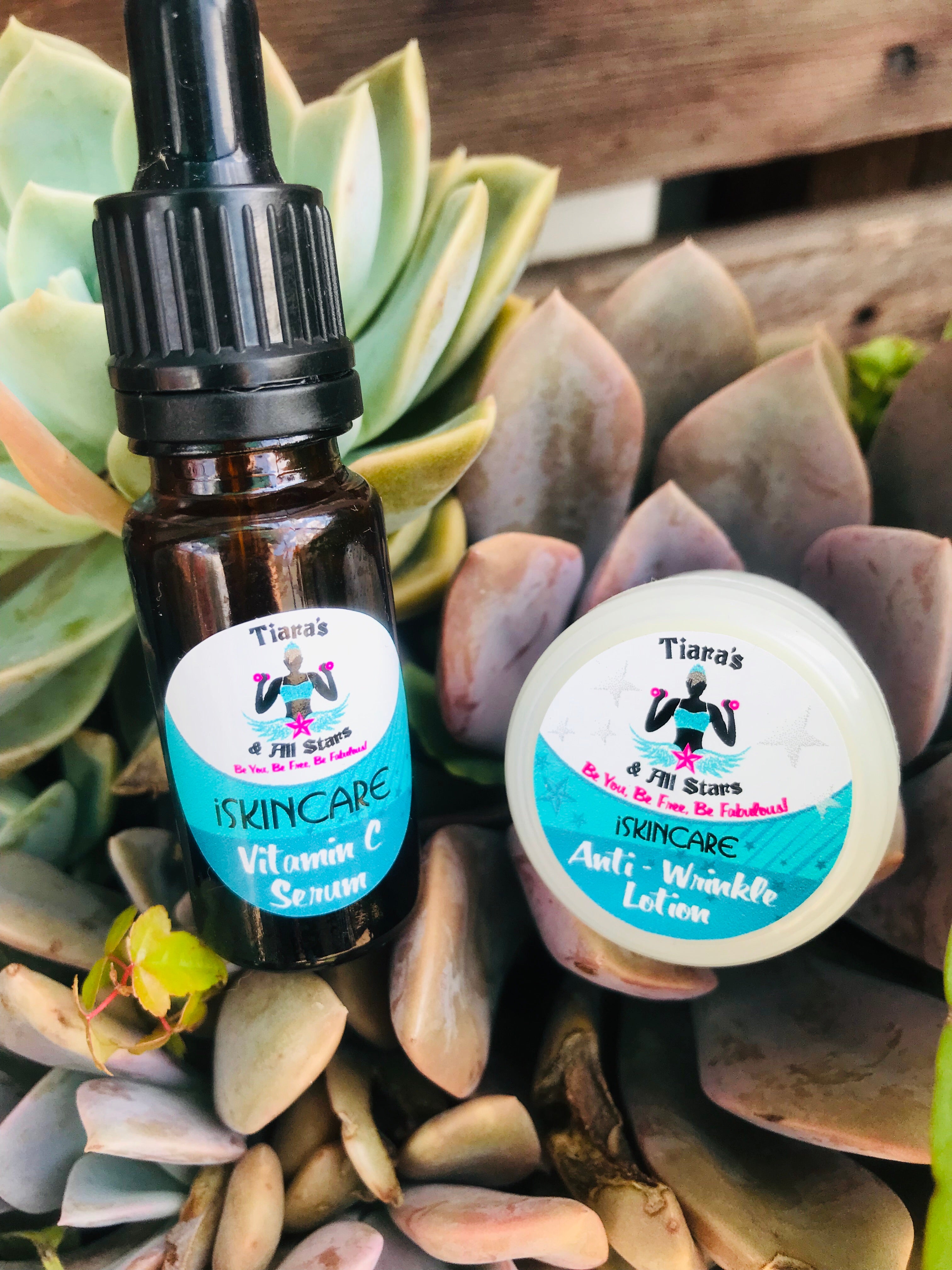 10ml Vitamin C and Hyaluronic Acid with Rose Serum & 25ml Anti Wrinkle with hemp and shea butter
