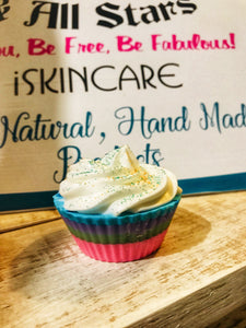 Rainbow cupcake shape soap with soap frosting