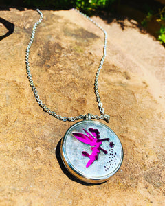 Stainless Steel Chain with Stainless Steel Fairy Locket with purple diffuser inside for essential oils