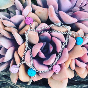 Stainless Steel Lava Rock Bead Bracelet
