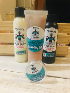 100ml SLS Free Anti Aging Face Wash, 100ml Hyaluronic Acid and B5 Toner, 50ml Exfoliating Gel and 10ml Pink clay face mask