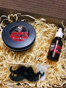 100g beard balm, 20ml beard oil and activated charcoal moustache soaps