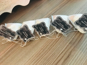 Assorted bath tea sachets.