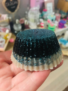 Activated charcoal sparkle cupcake shaped soap