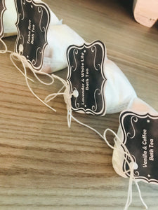 Assorted bath tea sachets.