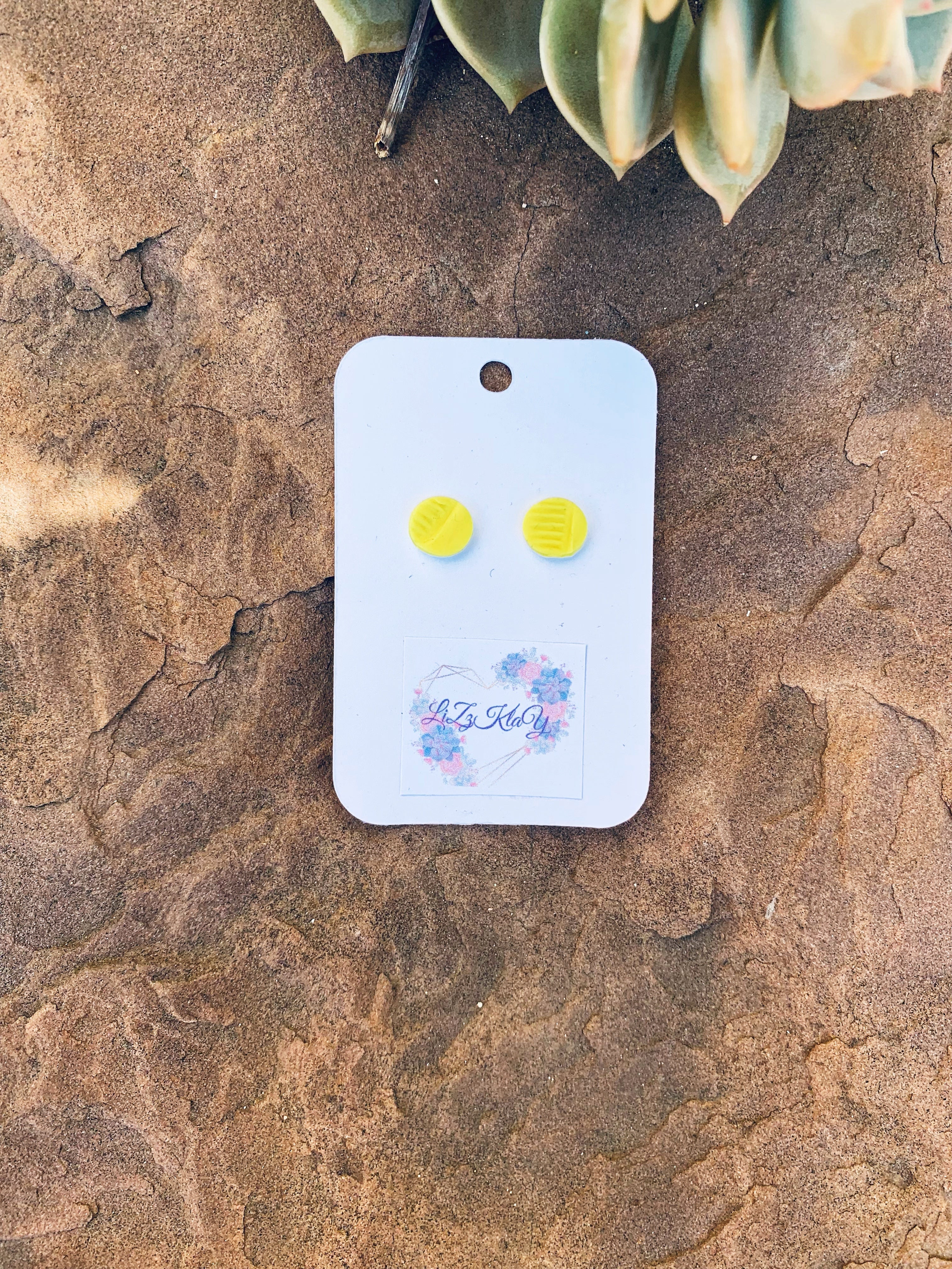 Yellow Clay Dot Earrings