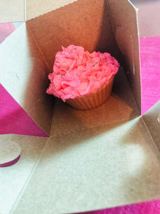 Soap cupcake with soap frosting in a cupcake box