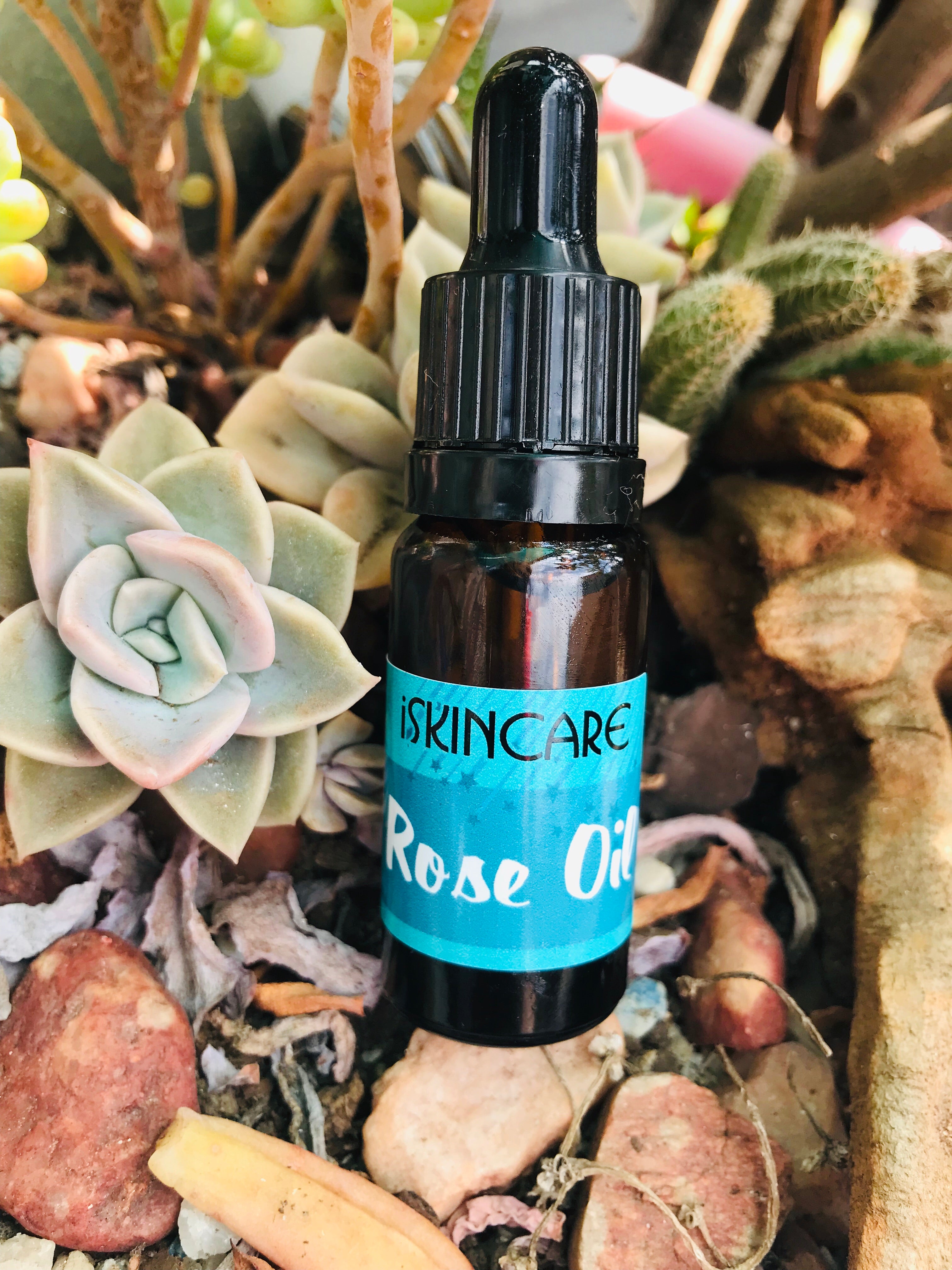 Rose oil with Kalahari Melon, Organic Marula, Evening Primrose and Baobab 10ml dropper bottle