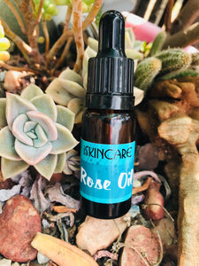 Rose oil with Kalahari Melon, Organic Marula, Evening Primrose and Baobab 10ml dropper bottle