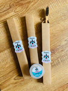 Bamboo toothbrush set of 3 with remineralizing clay toothpaste 25ml