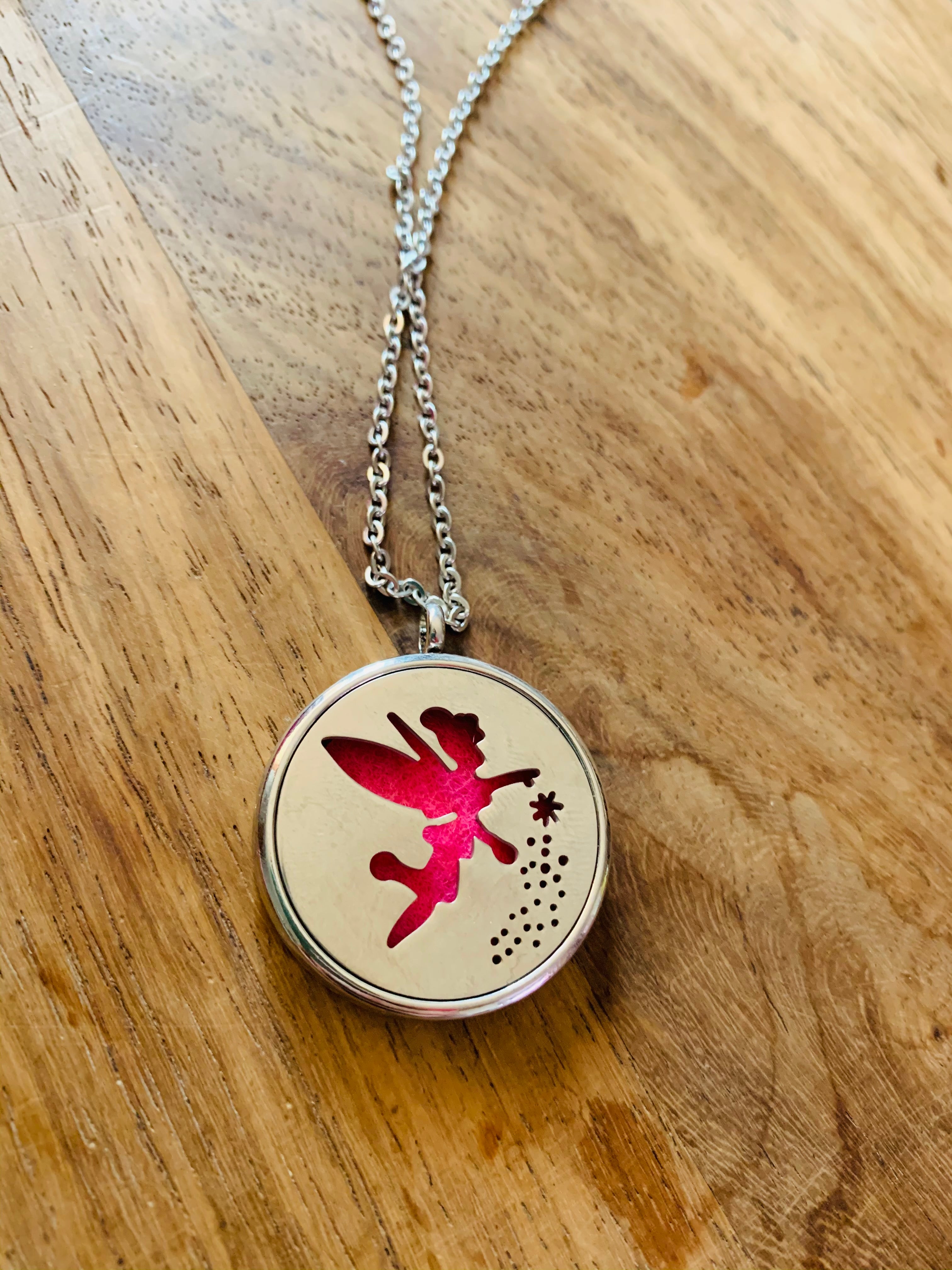 Stainless Steel Chain with Stainless Steel Fairy Locket with pink diffuser pad inside