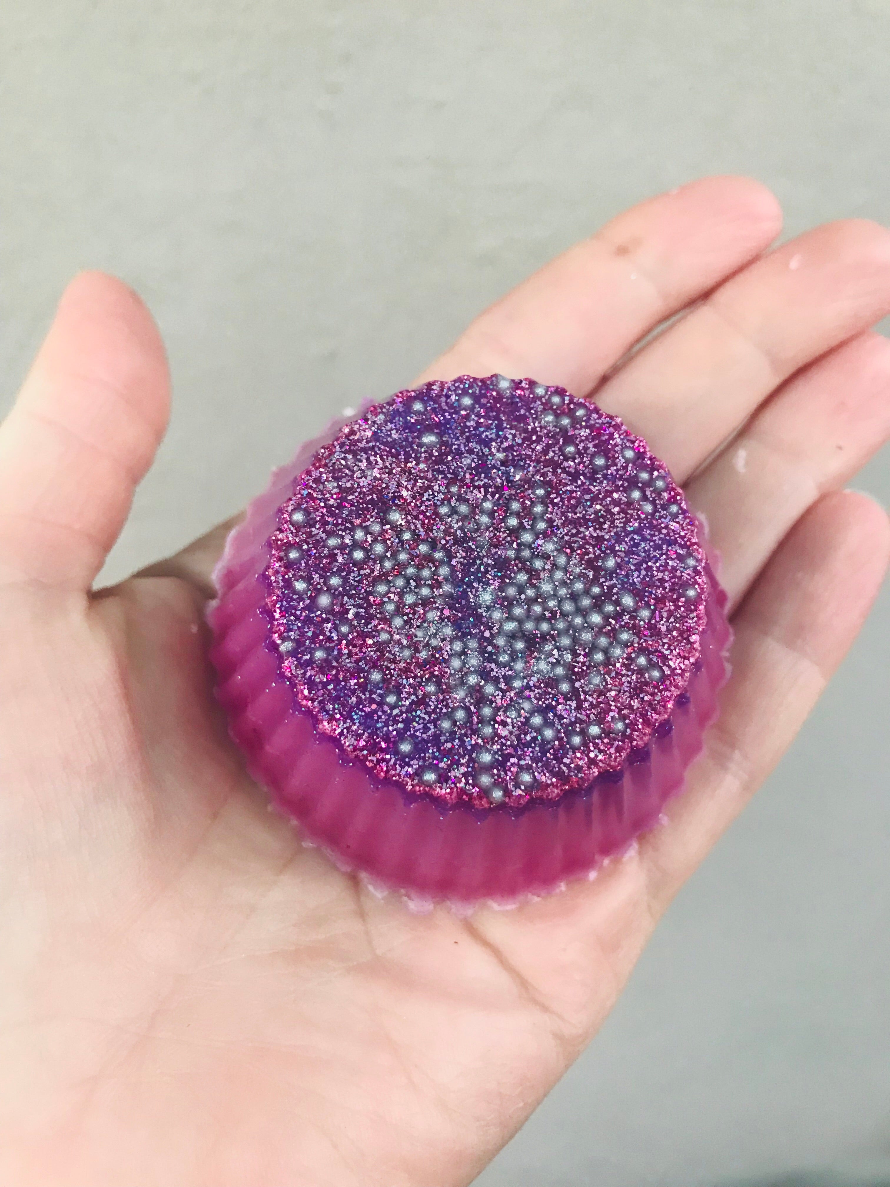 Pink shimmer cupcake 90g soap