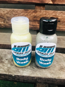 Set of 2x50 ml Urban Man body wash. 1x Hemp, 1x mineral mud