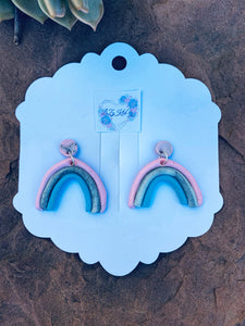 Rainbow Dangle Clay Drop Earrings