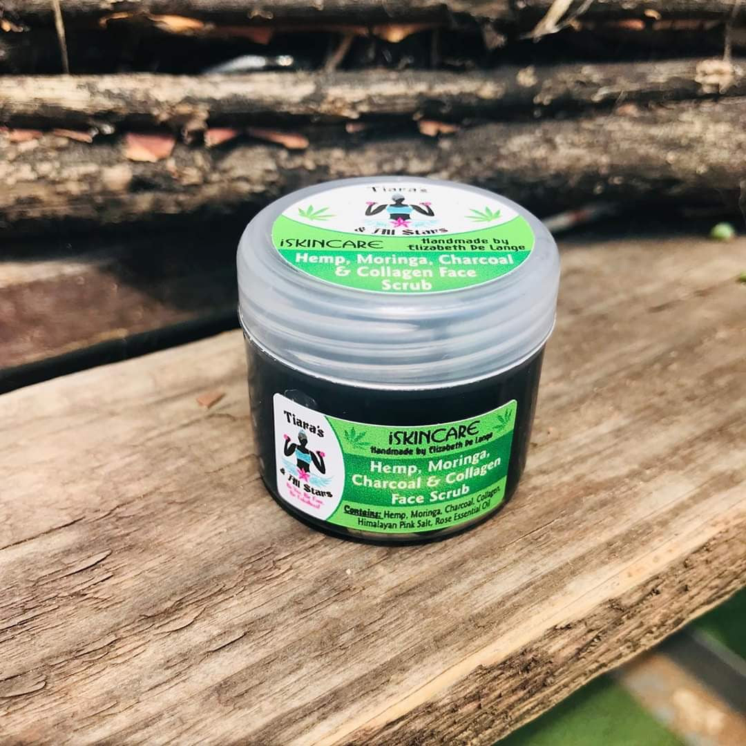 25ml Collagen, Charcoal, Hemp and Moringa Face Scrub with pink salt