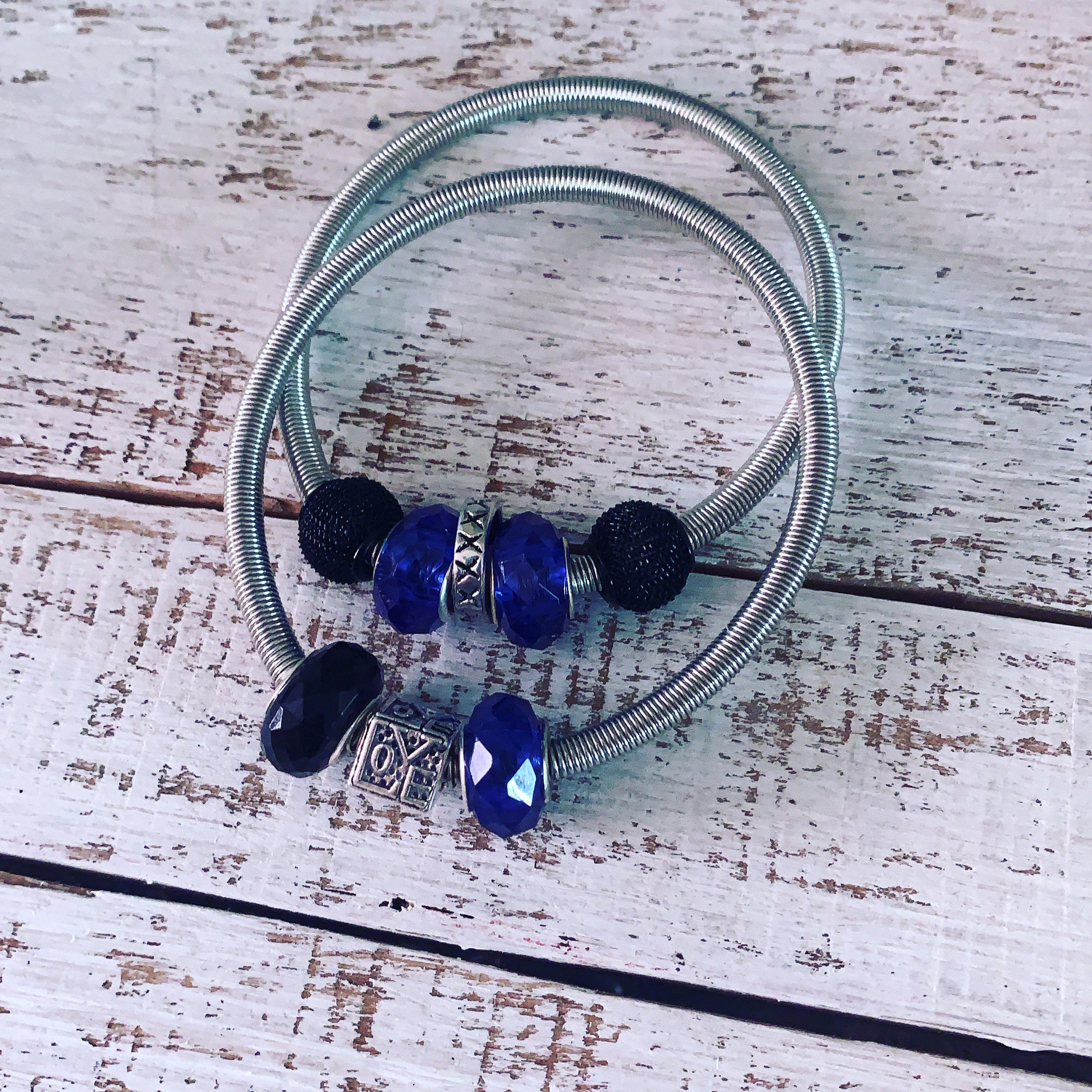 Blue and Black Toned Double Bracelet Piece