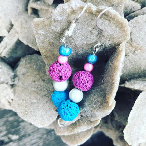 Hang Style Lava Bead Stainless Steel Fish Hook Earrings